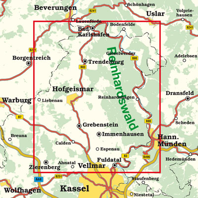 Blattschnitt Rad- und Wanderkarte Reinhardswald