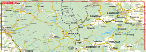 Blattschnitt Wanderkarte Wernigerode
