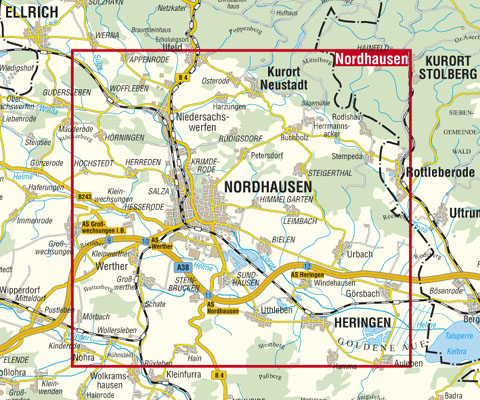 Blattschnitt Wanderkarte Nordhausen