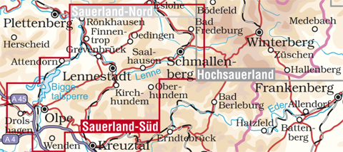 Blattschnitt Mountainbikekarte Sauerland - S&uuml;d