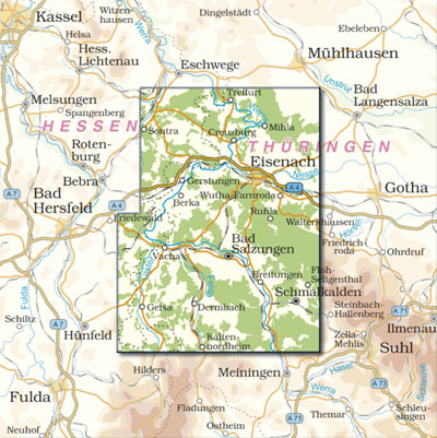 Blattschnitt Rad- und Wanderkarte Wartburgkreis