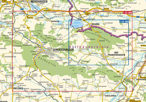 Blattschnitt Rad- und Wanderkarte Naturpark Kyffhaeuser