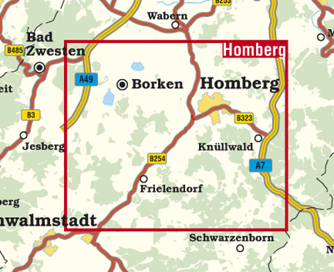 Blattschnitt Rad- und Wanderkarte Homberg