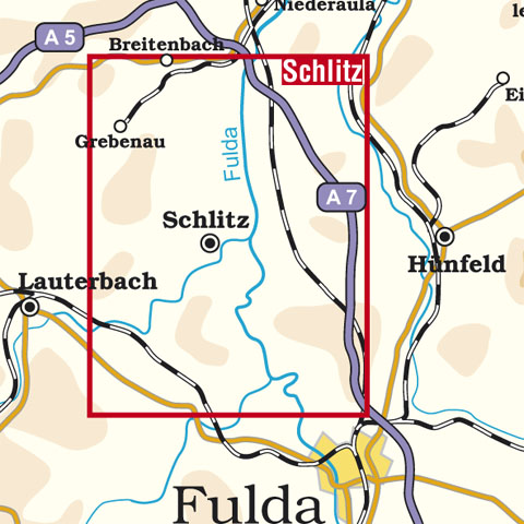 Blattschnitt Rad- und Wanderkarte Schlitz