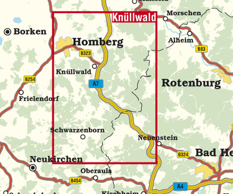Blattschnitt Rad- und Wanderkarte Kn&uuml;llwald