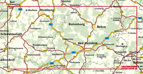 Blattschnitt Rad- und Wanderkarte Kn&uuml;llgebirge