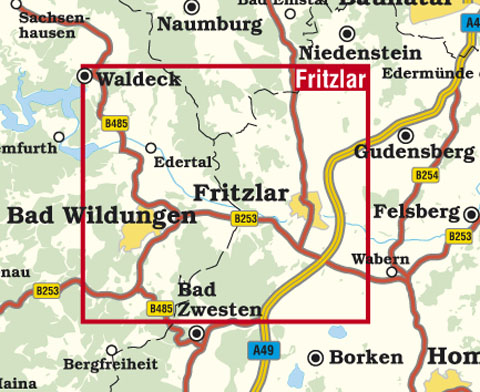 Blattschnitt Rad- und Wanderkarte Fritzlar