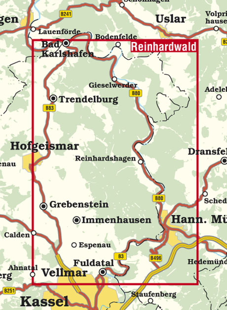 Blattschnitt Rad- und Wanderkarte Reinhardswald