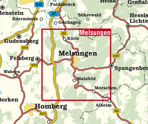 Blattschnitt Rad- und Wanderkarte Melsungen