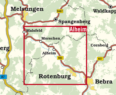 Blattschnitt Rad- und Wanderkarte Alheim