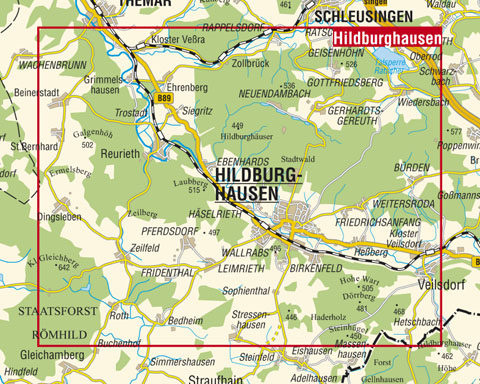 Blattschnitt Rad- und Wanderkarte Hildburghausen