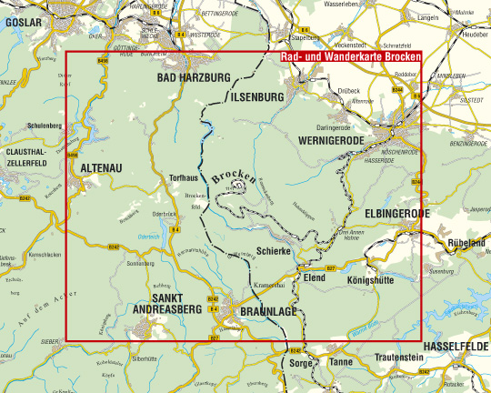 Blattschnitt Wanderkarte "Zum Brocken"
