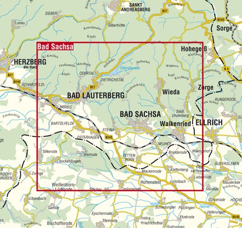 Blattschnitt Rad- und Wanderkarte Bad Sachsa