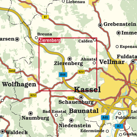 Blattschnitt Wanderkarte Zierenberg