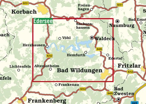 Blattschnitt Wanderkarte Edersee