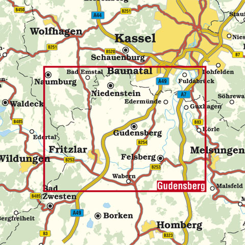 Blattschnit Rad- und Wanderkarte Gudensberg