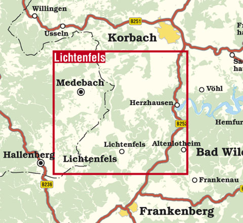 Blattschnitt Rad- und Wanderkarte Lichtenfels
