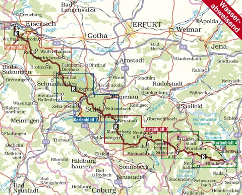 Blattschnitt Rad- und Wanderkartenset Rennsteig
