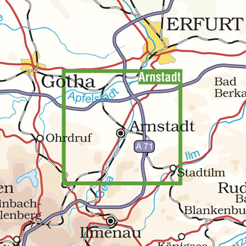 Blattschnitt Rad- und Wanderkarte Arnstadt