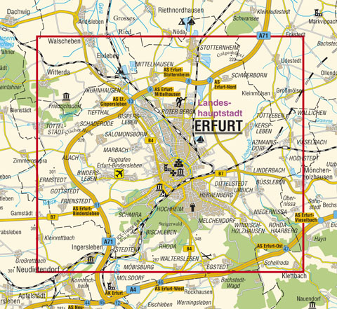 Blattschnitt Stadtplan Erfurt
